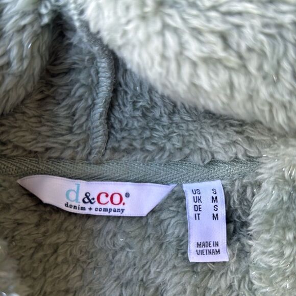 Denim & Co. Shimmer Sherpa Long Sleeve‎ Open Front Jacket green Small NWT in pkg - Picture 8 of 8